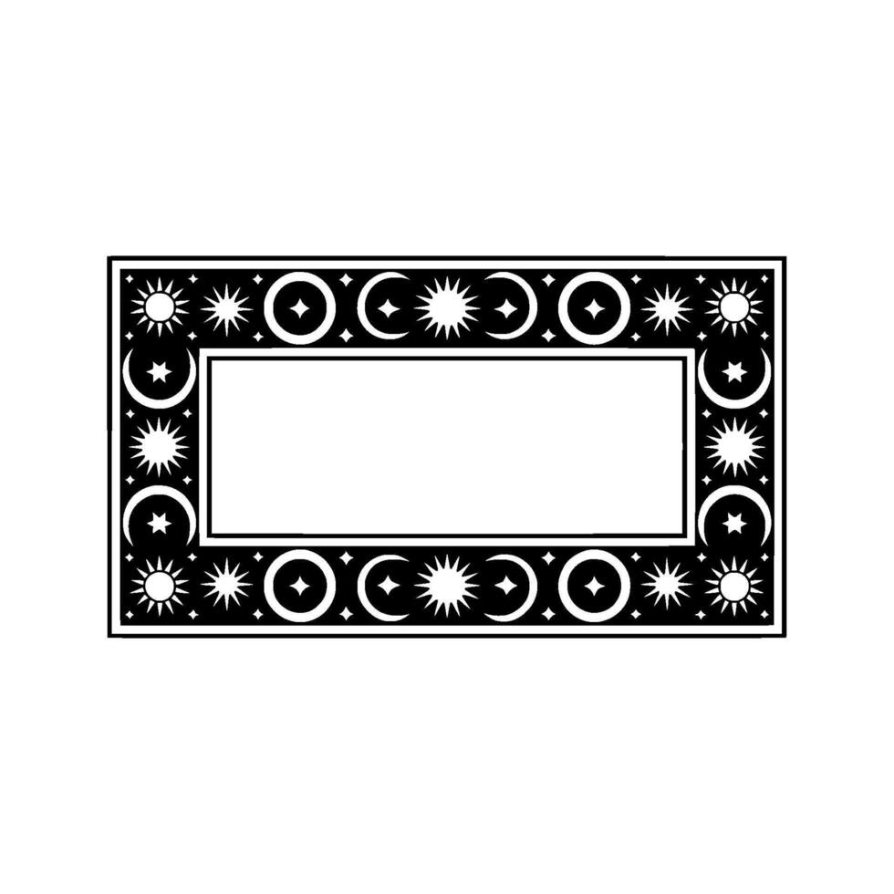 Celestial Frame Black and White Minimalist Illustration. vector