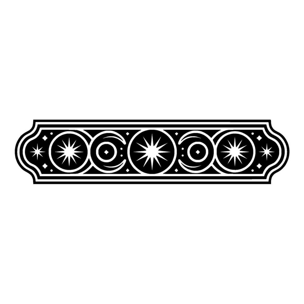 Celestial Geometric Border Black White Decorative Element. vector