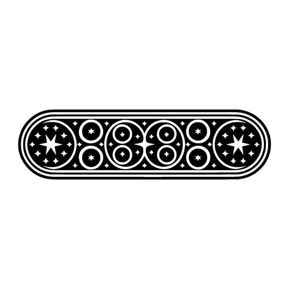 Ornate Black and White Geometric Border on White Background. vector