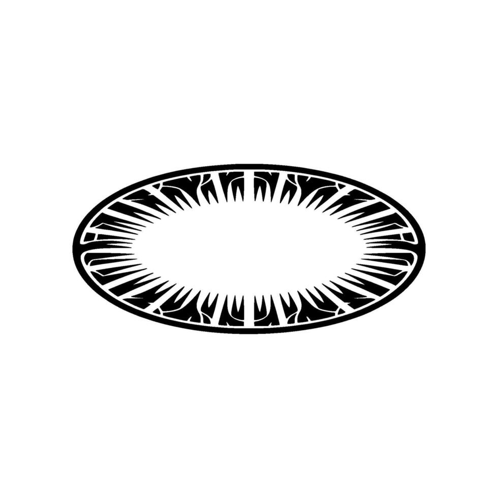 Minimalist Tribal Oval in Black on White. vector