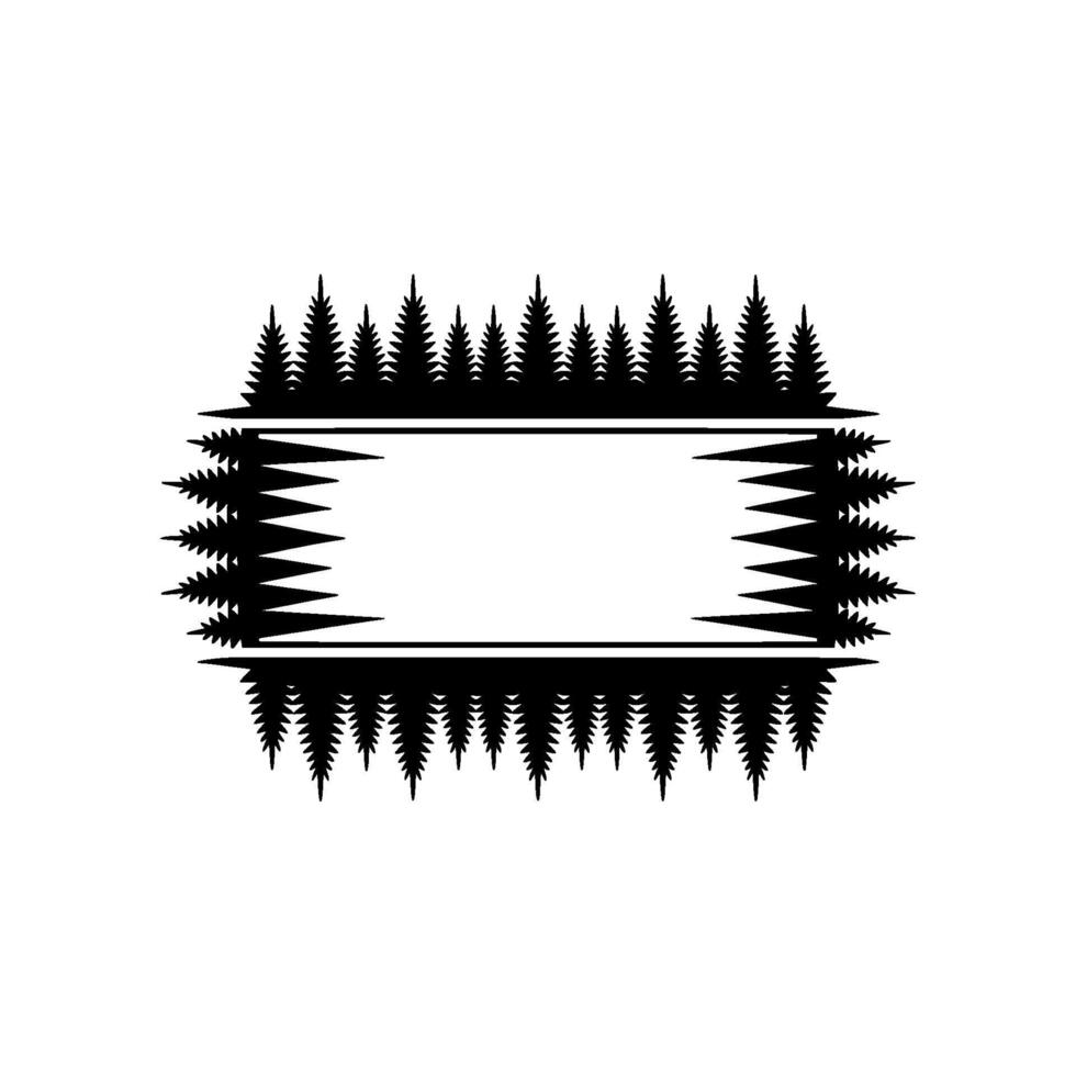 Minimalist Forest Frame - Black White Illustration. vector