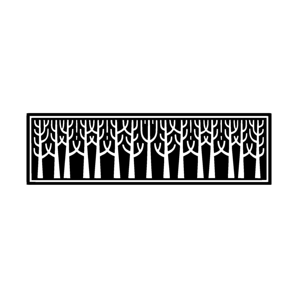Minimalist Forest Border in Black and White Decorative Element. vector