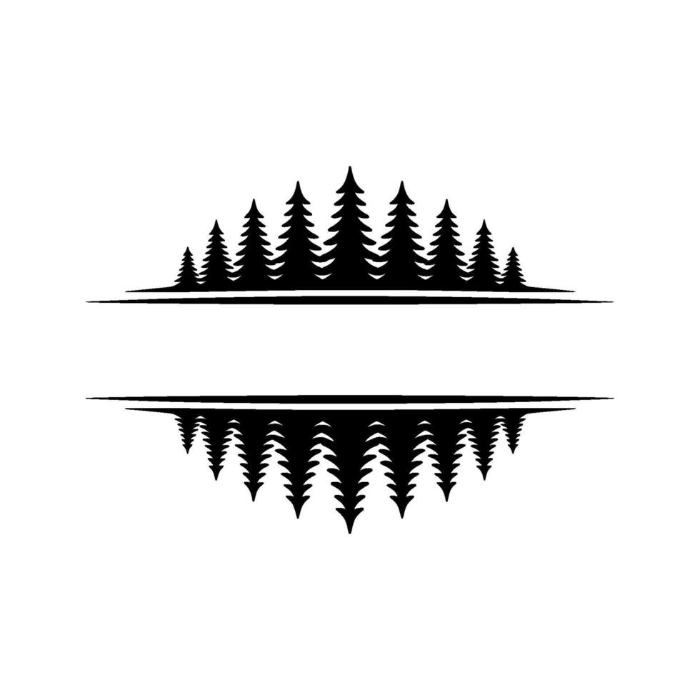 Forest Silhouette - Mirror Effect with Text Space. vector