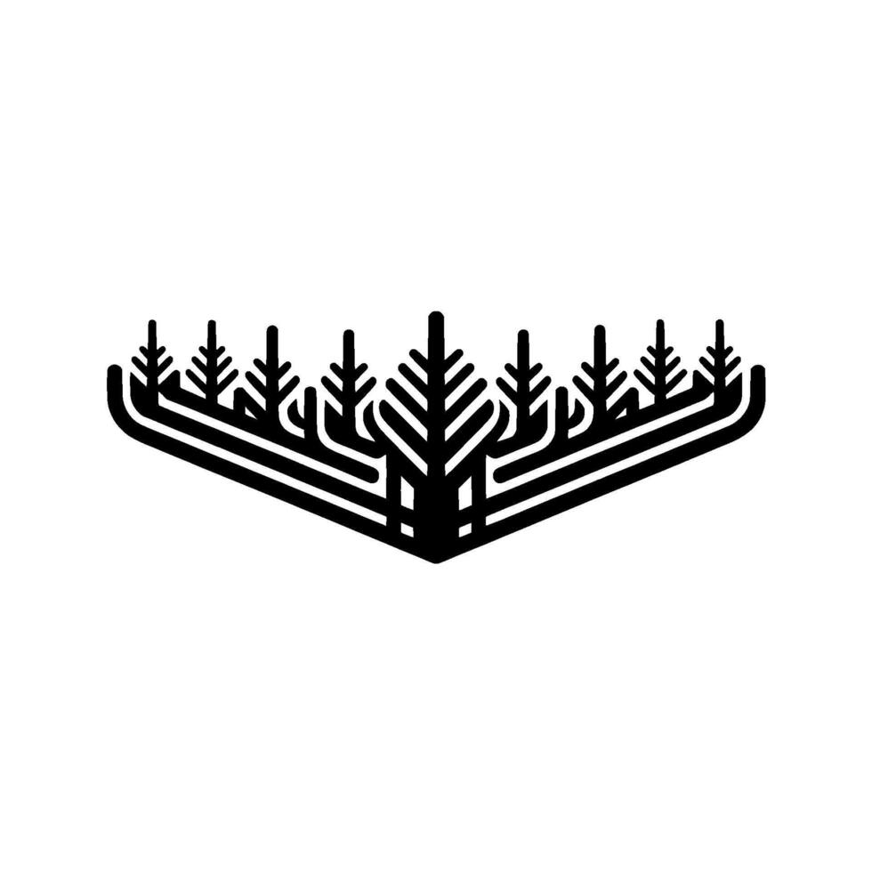 Minimalist Black Tree Line on White Nature Symbol, Flat , Modern. vector