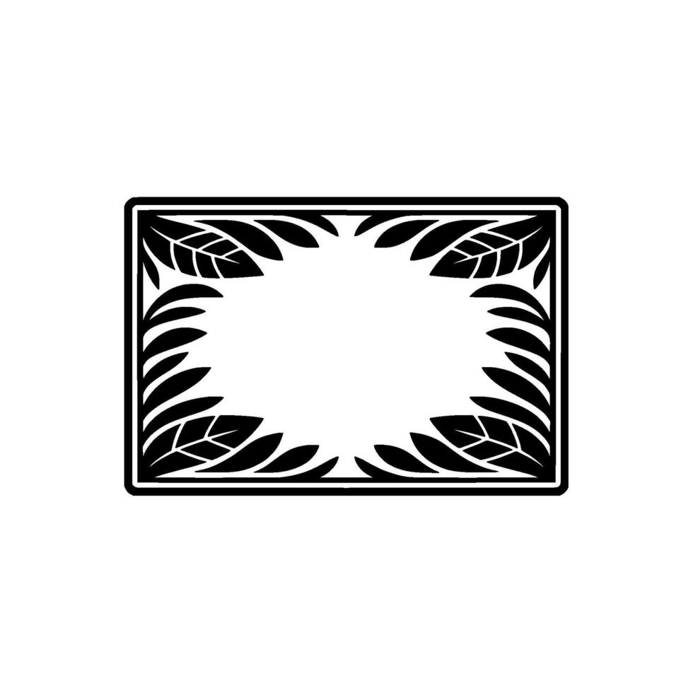 Elegant Leaf Frame in Black and White. vector