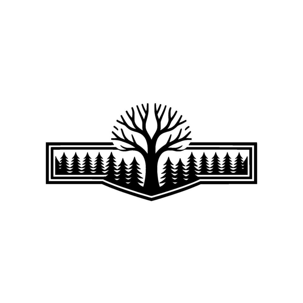 Minimalist Forest Emblem Tree Pine. vector