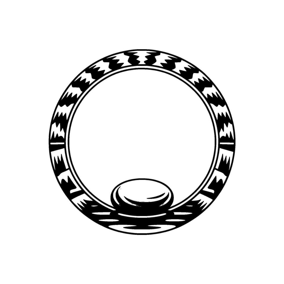 Tribal Circle with Stone Element - Modern Minimalist. vector