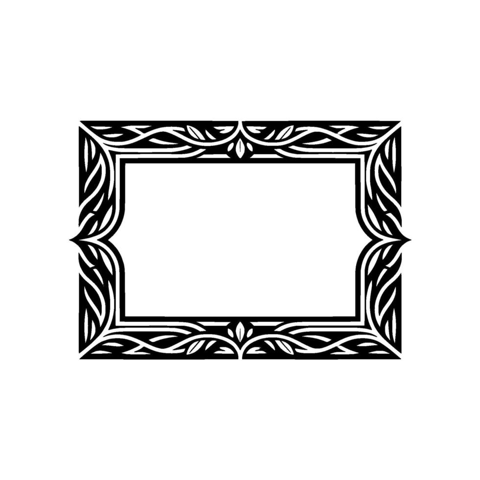 Elegant Floral Frame, Black and White, Certificate or Invitation Element. vector