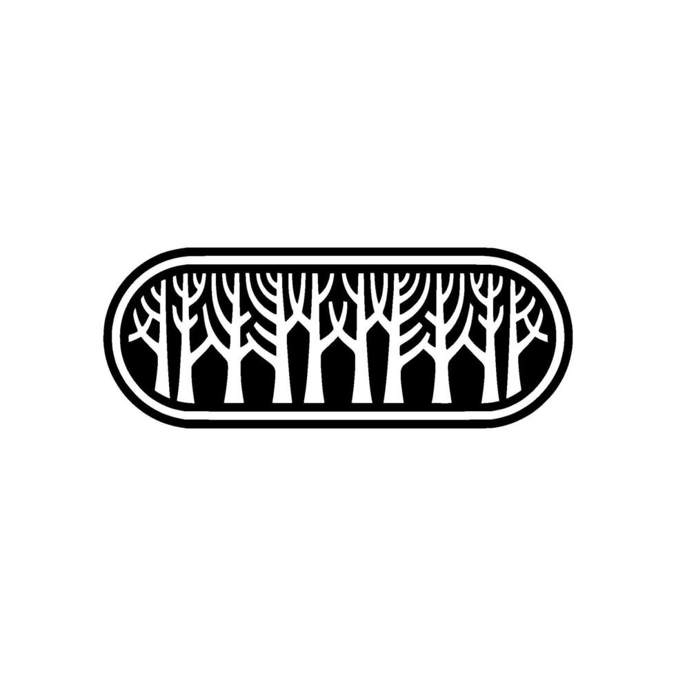 Minimalist Forest Silhouette Black White , Geometric Trees. vector