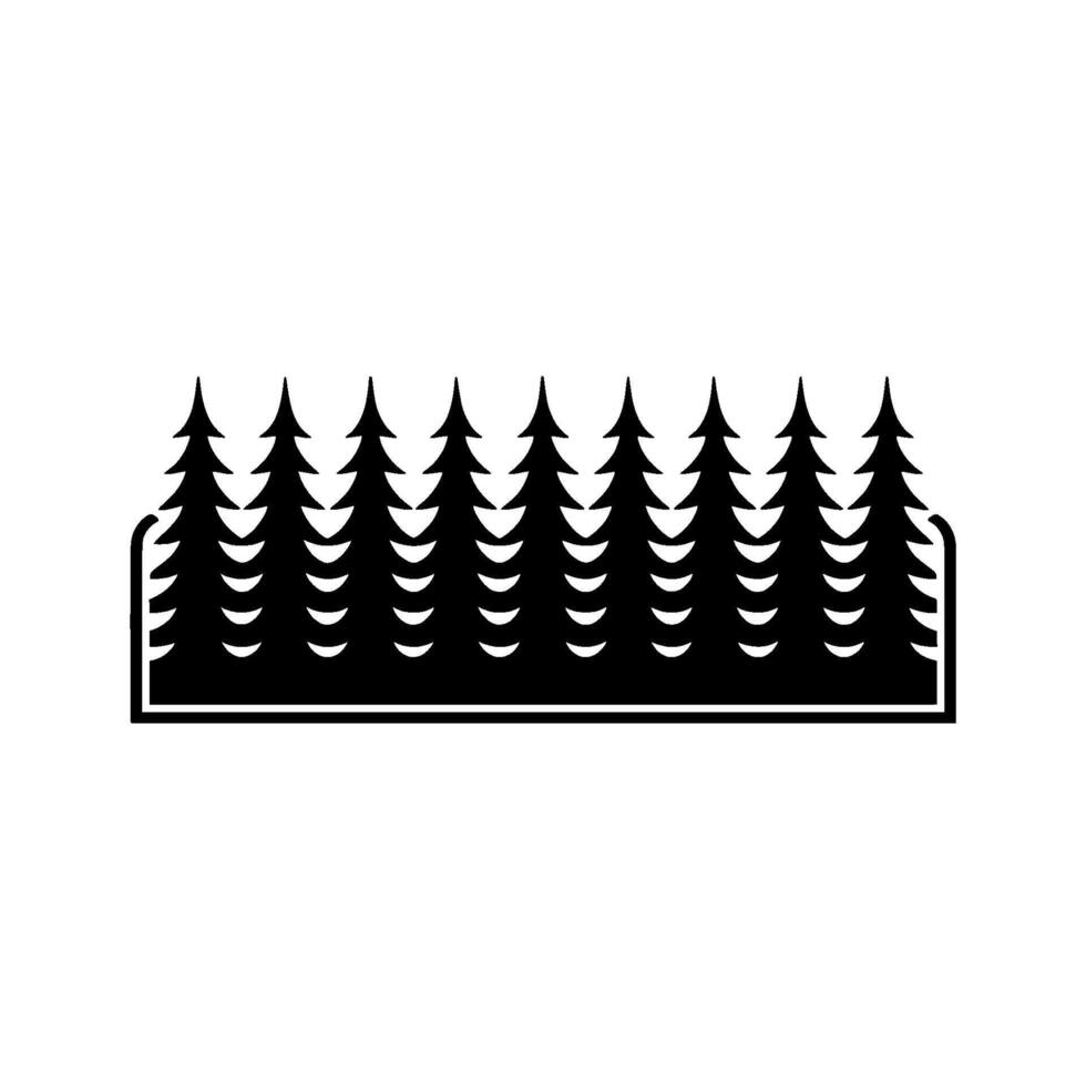 Minimalist Forest Evergreen Silhouette in Black White. vector