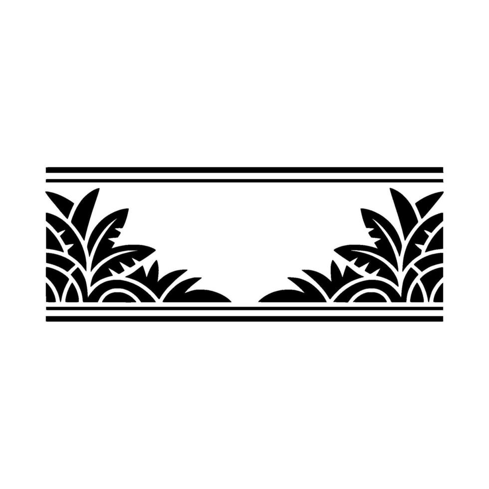 Black and White Tropical Foliage Border. vector