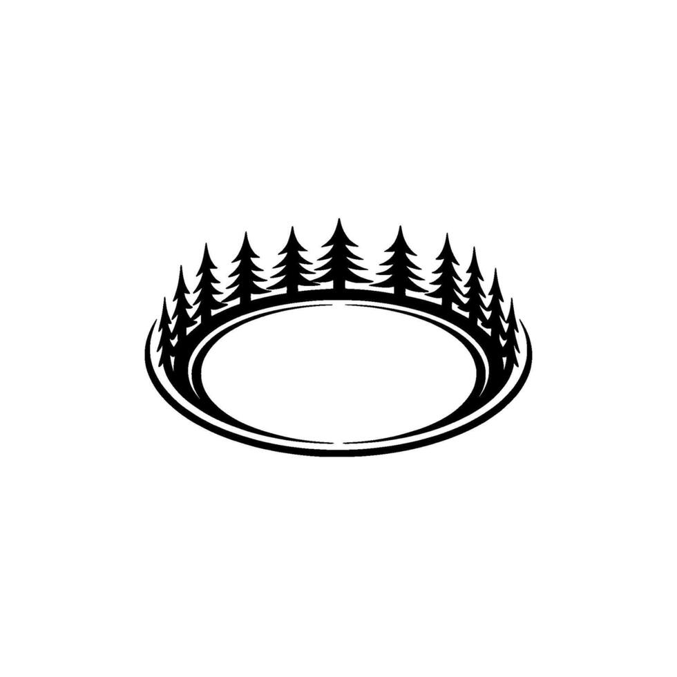 Forest Circle , Minimalist Evergreen Tree. vector