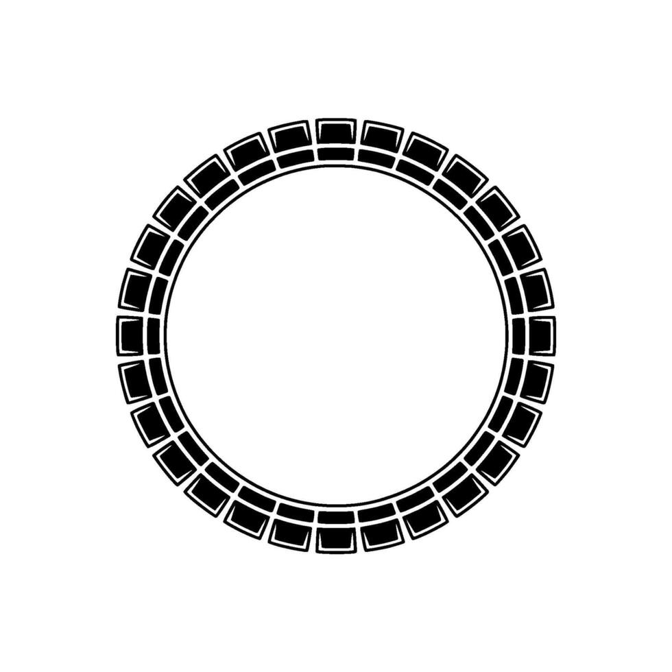 Black Geometric Circle Frame on White Background, Minimalist. vector