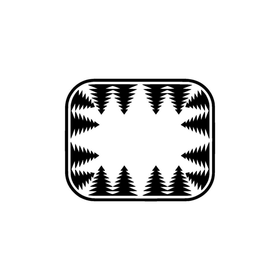 Minimalist Forest Black White Nature Symbol. vector