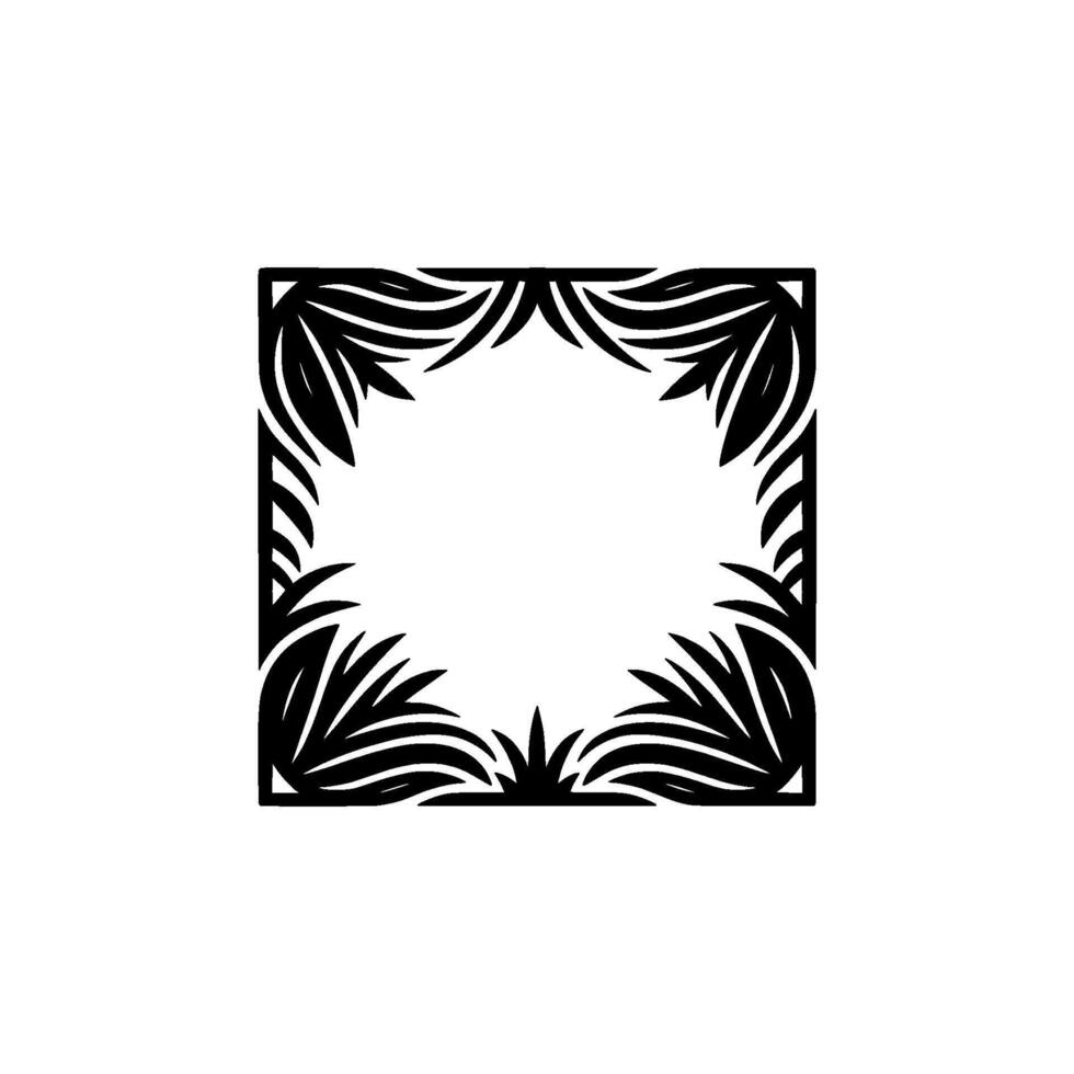 Elegant Palm Frond Square Frame Silhouette on Light Background. vector