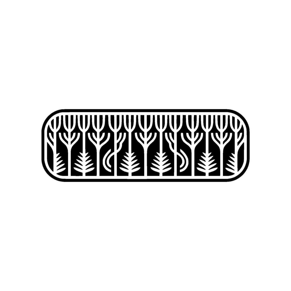 Minimalist Forest Line Art in Black and White. vector