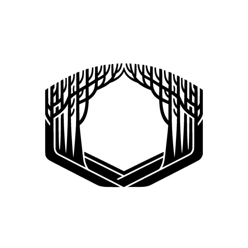 Geometric Forest Minimalist Tree , Black White, Nature. vector