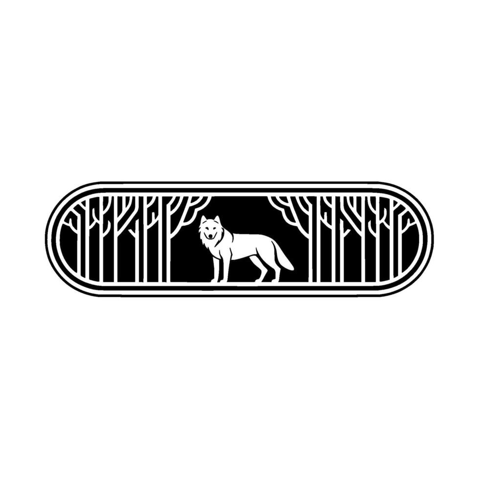Minimalist Wolf in Forest Silhouette. vector