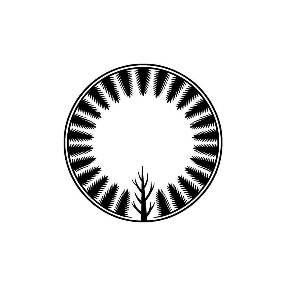Minimalist Circular Tree , Black and White. vector
