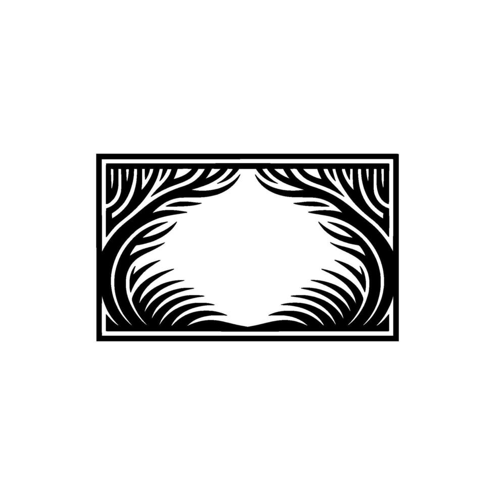 Elegant Black Frame with Floral Motif on White Background. vector