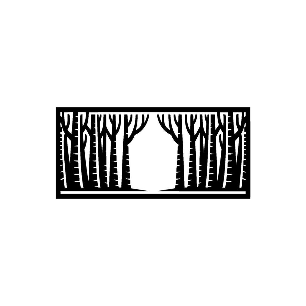 Minimalist Forest Silhouette Monochrome, Decorative Element. vector
