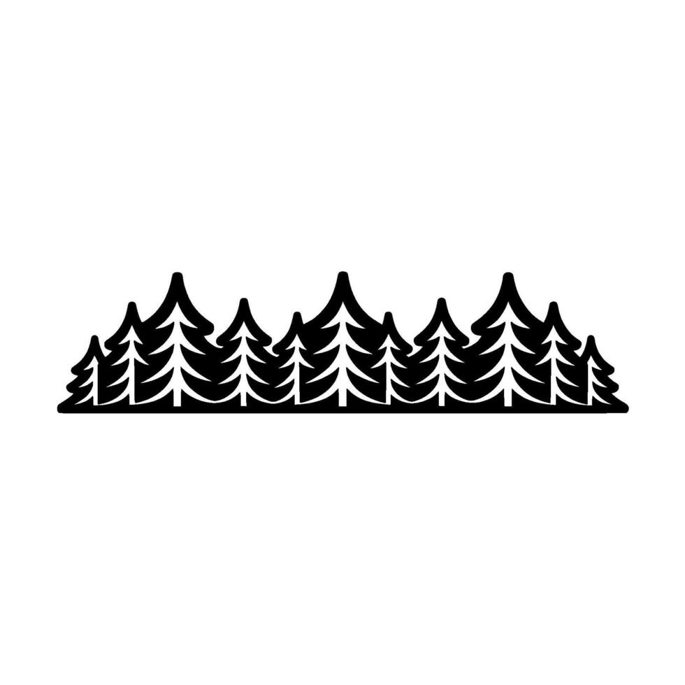 Minimalist Black Fir Trees Silhouette Illustration. vector
