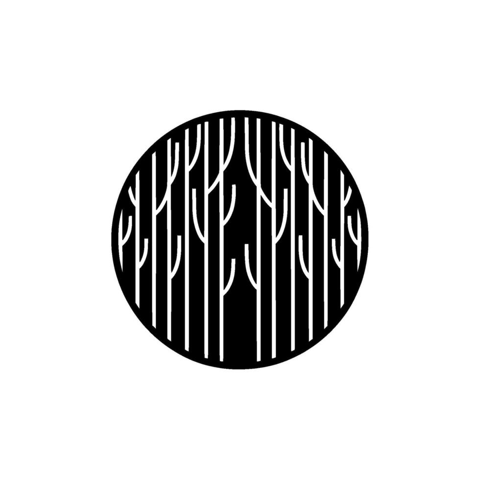 Minimalist Forest Circle Black and White Nature Pattern. vector