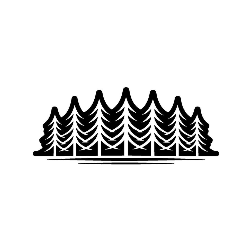 Minimalist Forest Line Art Black and White Nature Illustration. vector