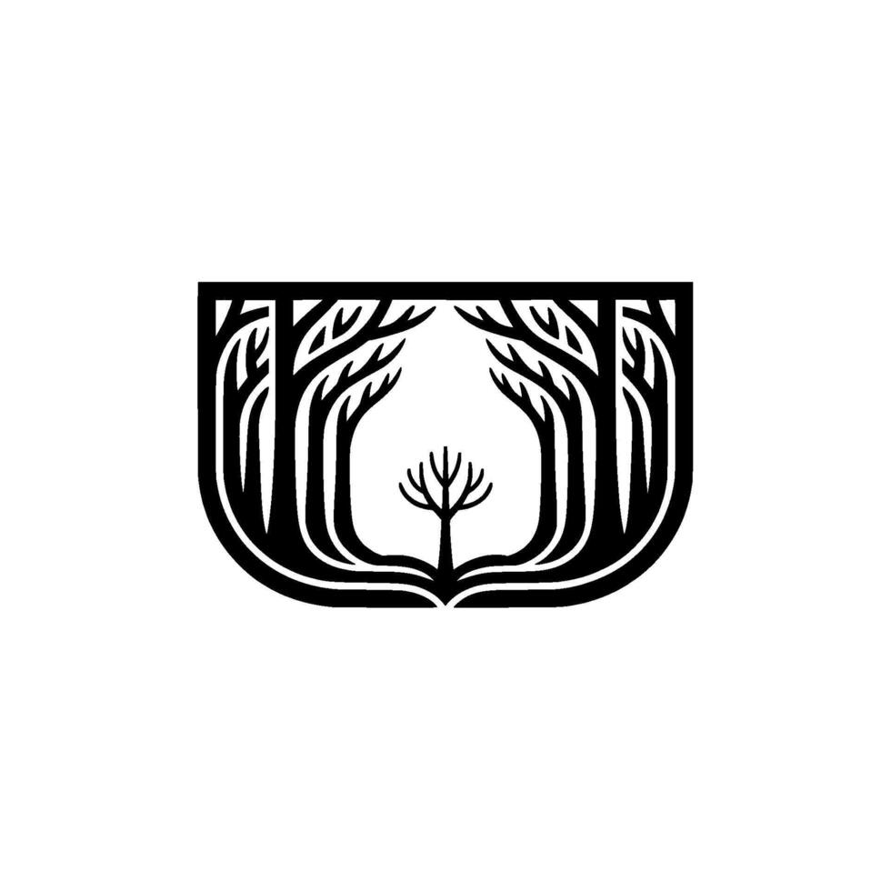 Elegant Black Forest Silhouette. vector