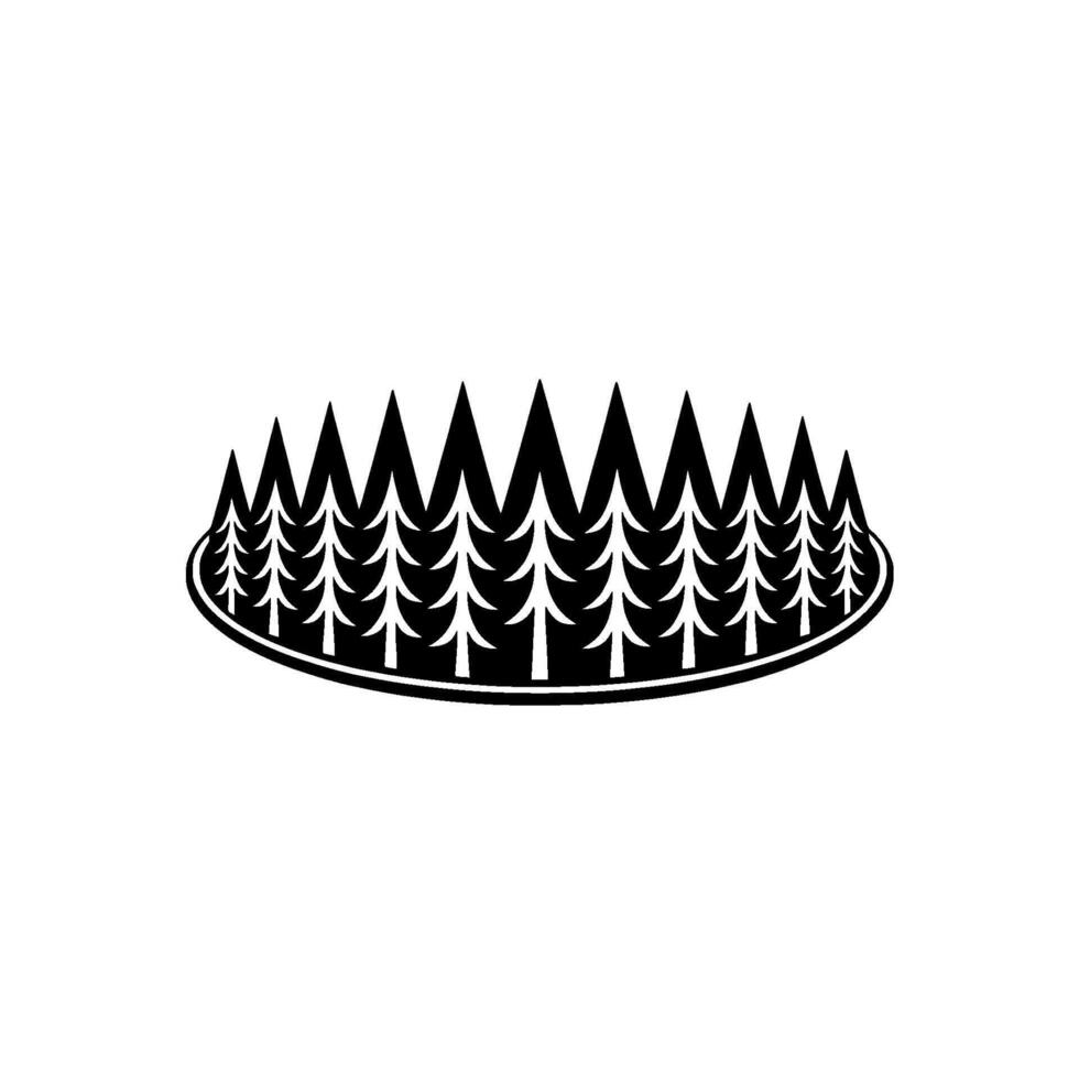 Black and White Forest Circle Minimalist , Nature Symbol. vector