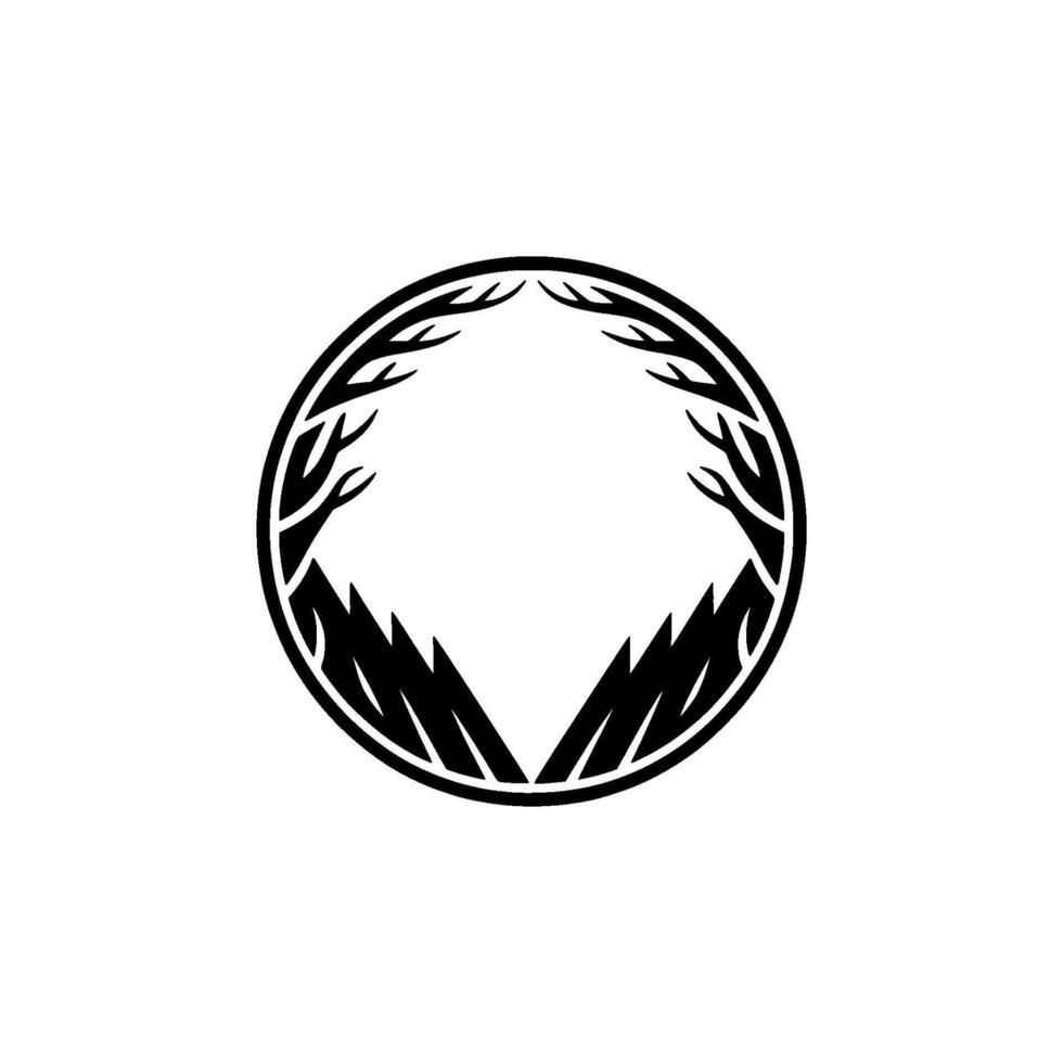 Minimalist Mountain Tree , Black and White Circle. vector