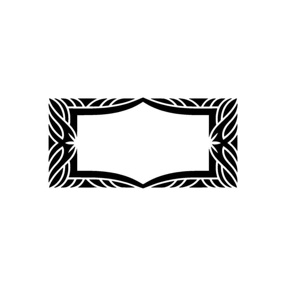 Elegant Black and White Frame with Decorative Floral Details. vector