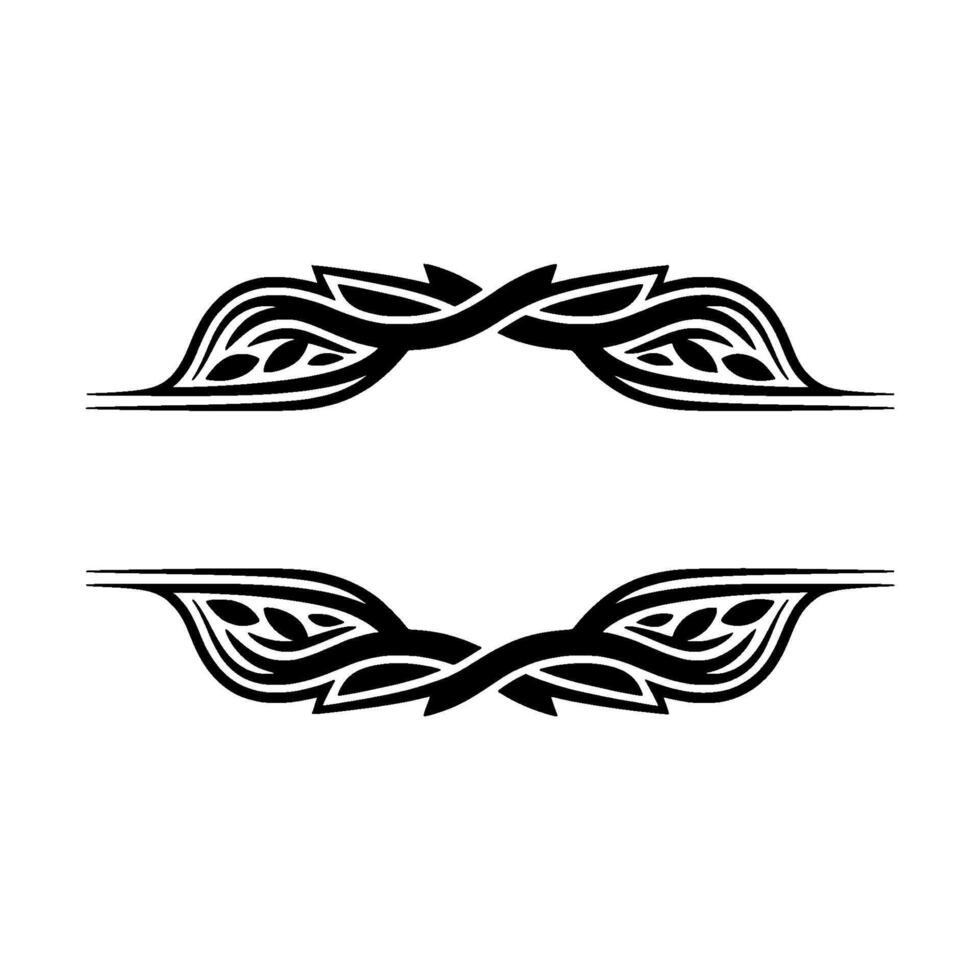 Black Tribal Leaf Frame Elements on White Background. vector