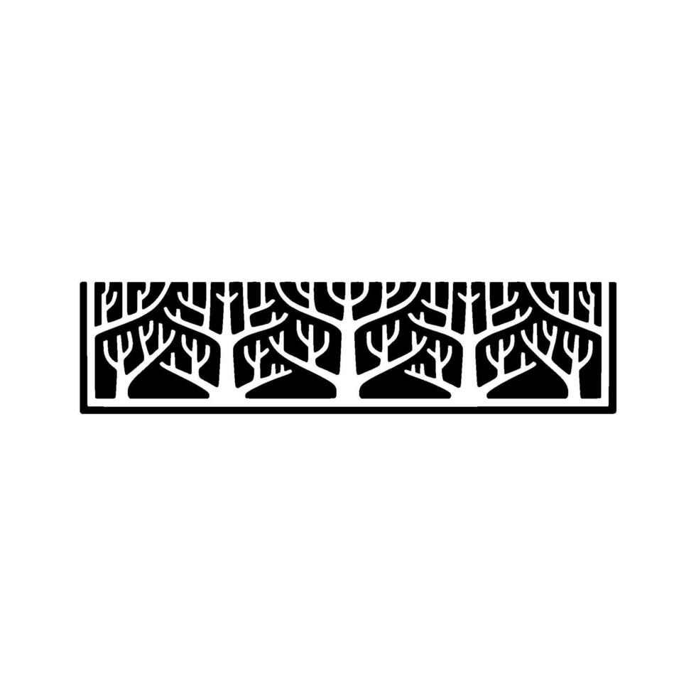 Minimalist Tree Silhouette Border - Decorative Element. vector