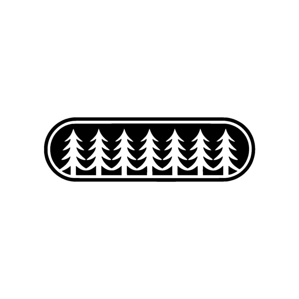 Minimalist Forest Silhouette in a Capsule, Monochrome. vector
