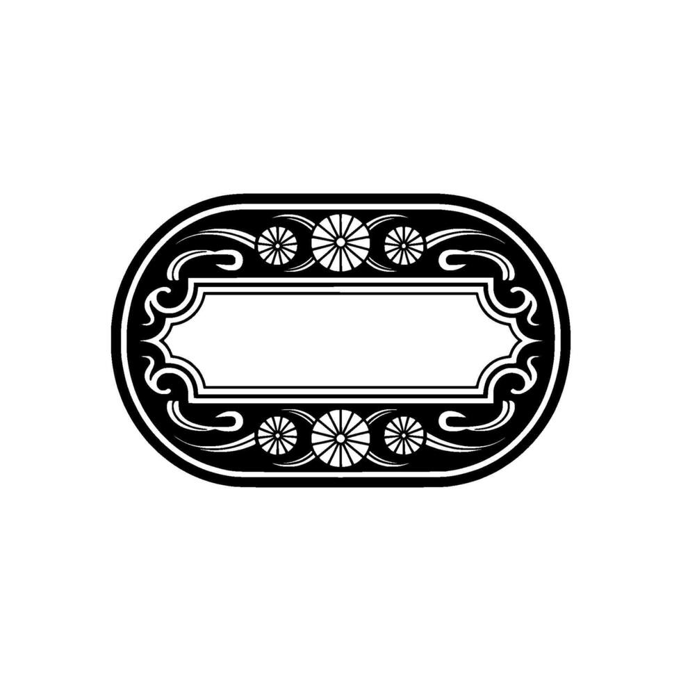 Decorative Oval Frame, Black and White, Vintage Style. vector