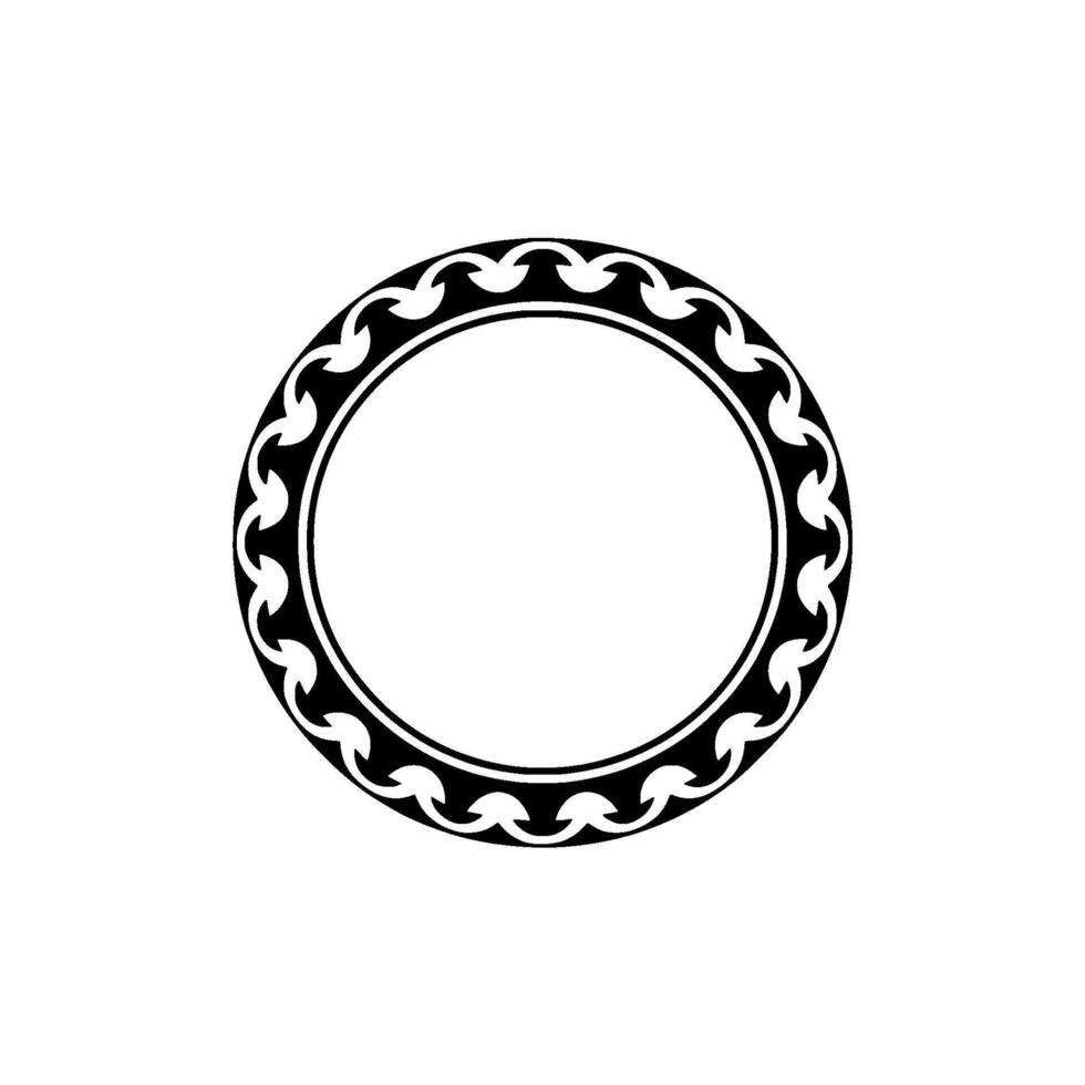 Elegant Black Circle Frame with Ornamental Pattern on Light Gray. vector