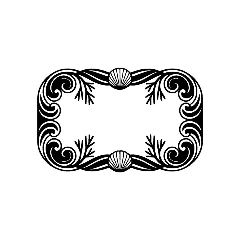 Elegant Decorative Frame with Seashells and Swirls - Illustration. vector