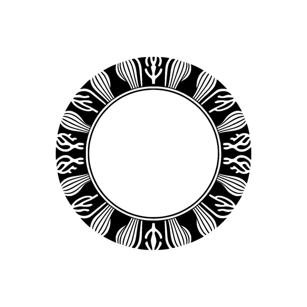 Elegant Black and White Ornamental Frame, Modern, Geometric. vector