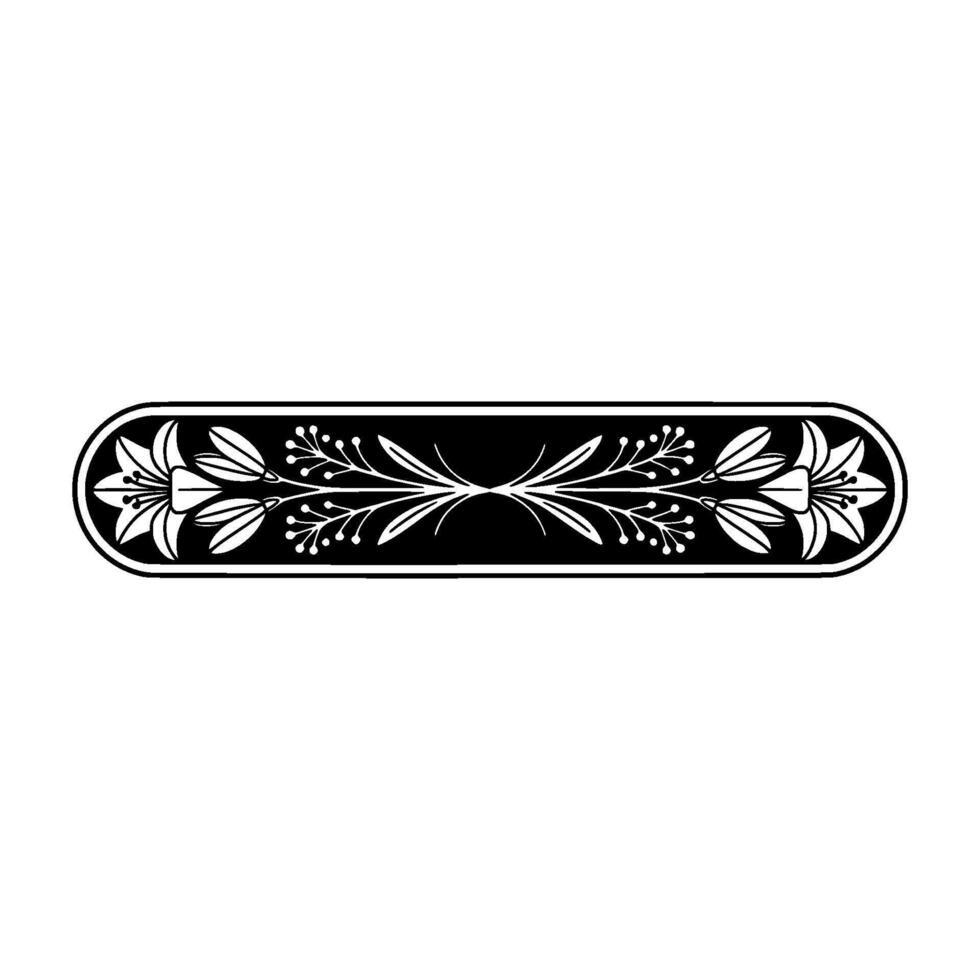 Elegant Floral Divider, Art Nouveau Style, Black and White. vector