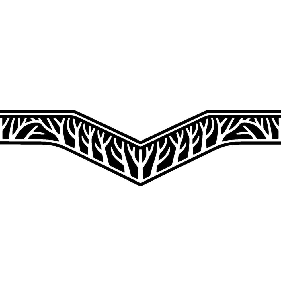 Minimalist Decorative Tree Border - Black White, Geometric, for Elements. vector