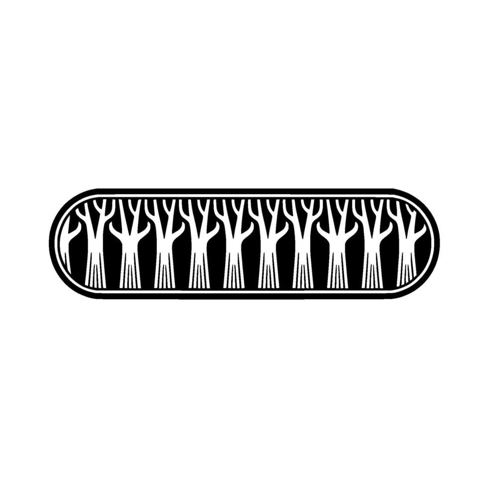 Minimalist Forest Border in Black and White. vector