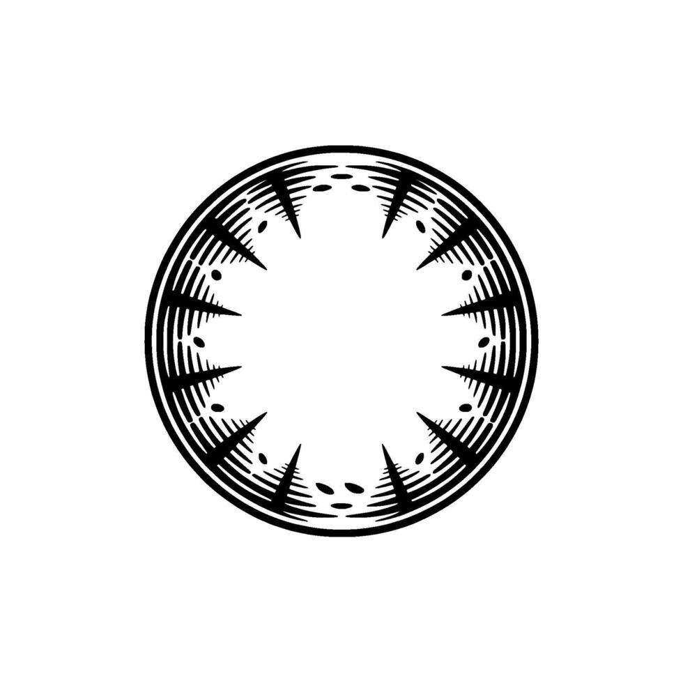 Abstract Black and White Circular Pattern Element. vector