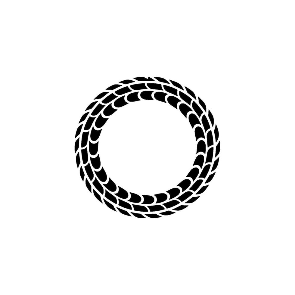 Geometric Tire Tread Ring on Creamy Background, Minimalist. vector