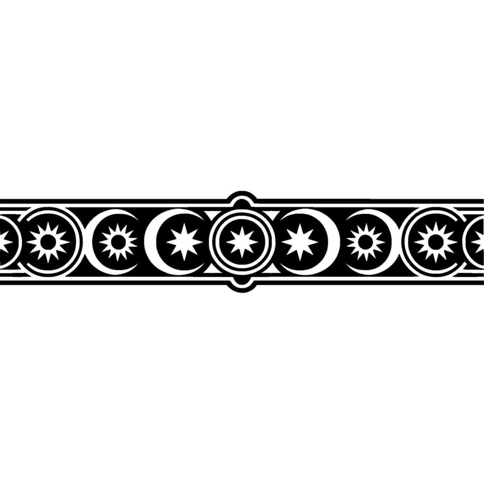 Celestial Border Ornament, Black White. vector
