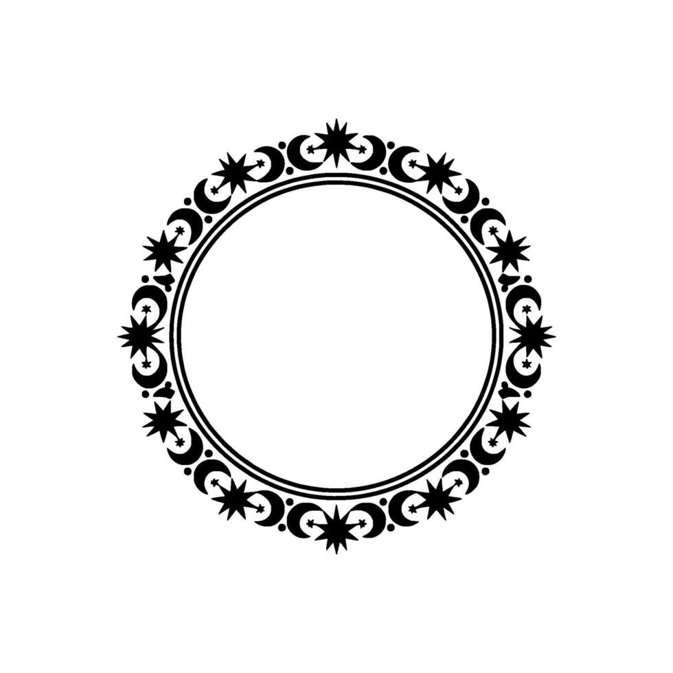 Celestial Circle Frame , Black and White. vector