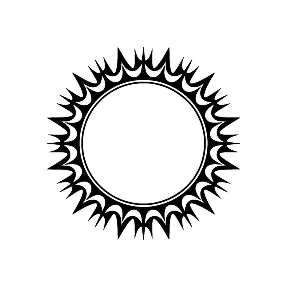 Geometric Black Sunburst Frame on White Background. vector