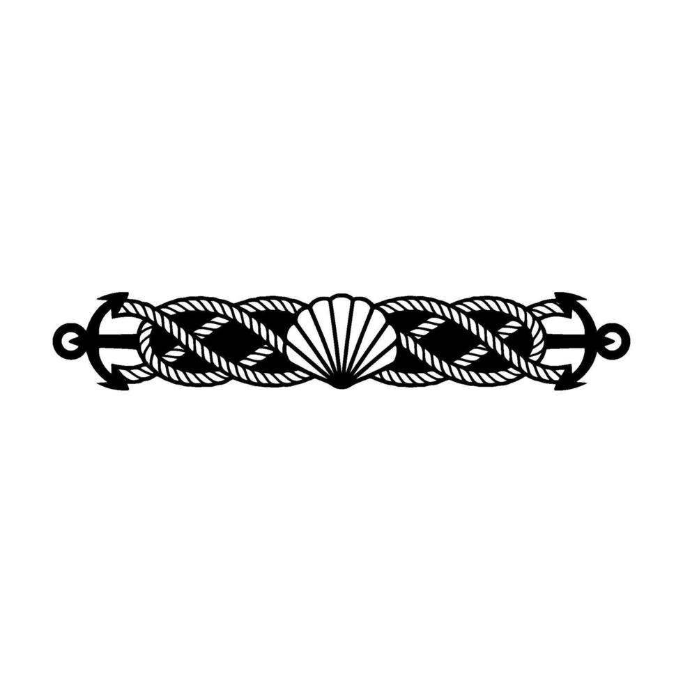 Nautical Border Anchors, Ropes, and Shell - Illustration. vector