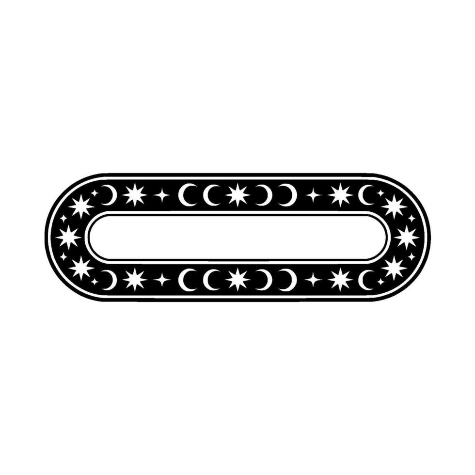 Celestial Oval Frame Black and White Space Element. vector
