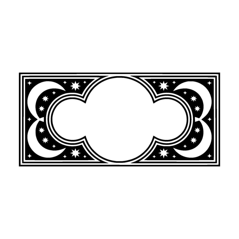Celestial Frame Black White Moon Star. vector